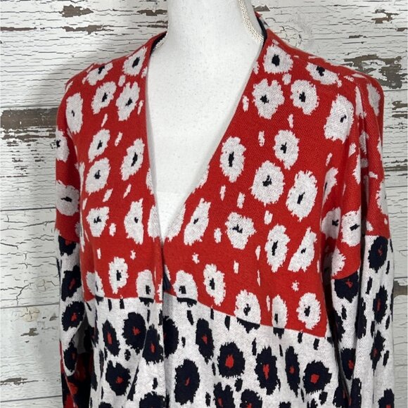 CABI Upbeat Cardigan Red White Cream Sz L #6163 EUC - Picture 3 of 5